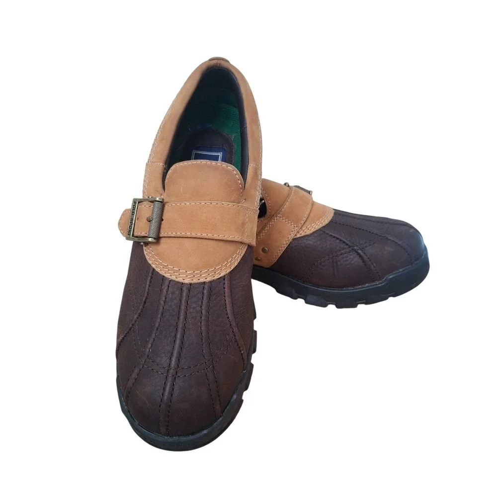 Ralph Lauren Polo Mens size‎ 9.5 Leather Chunky Lug Slip-On Comfort Preppy Shoes